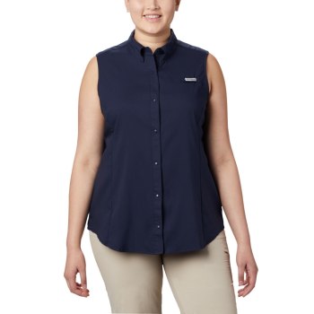 Columbia PFG Tamiami Sleeveless Plus Size, Camisa Azul Marino Para Mujer | 061254-YEZ